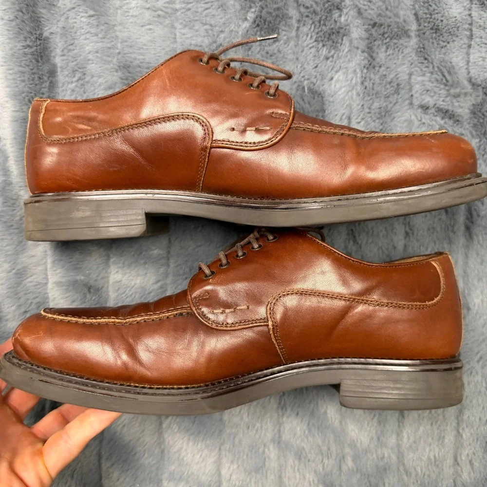 Bostonian Strada Mens 10 M Brown Leather Apron Toe Oxford Shoes Made in Italy